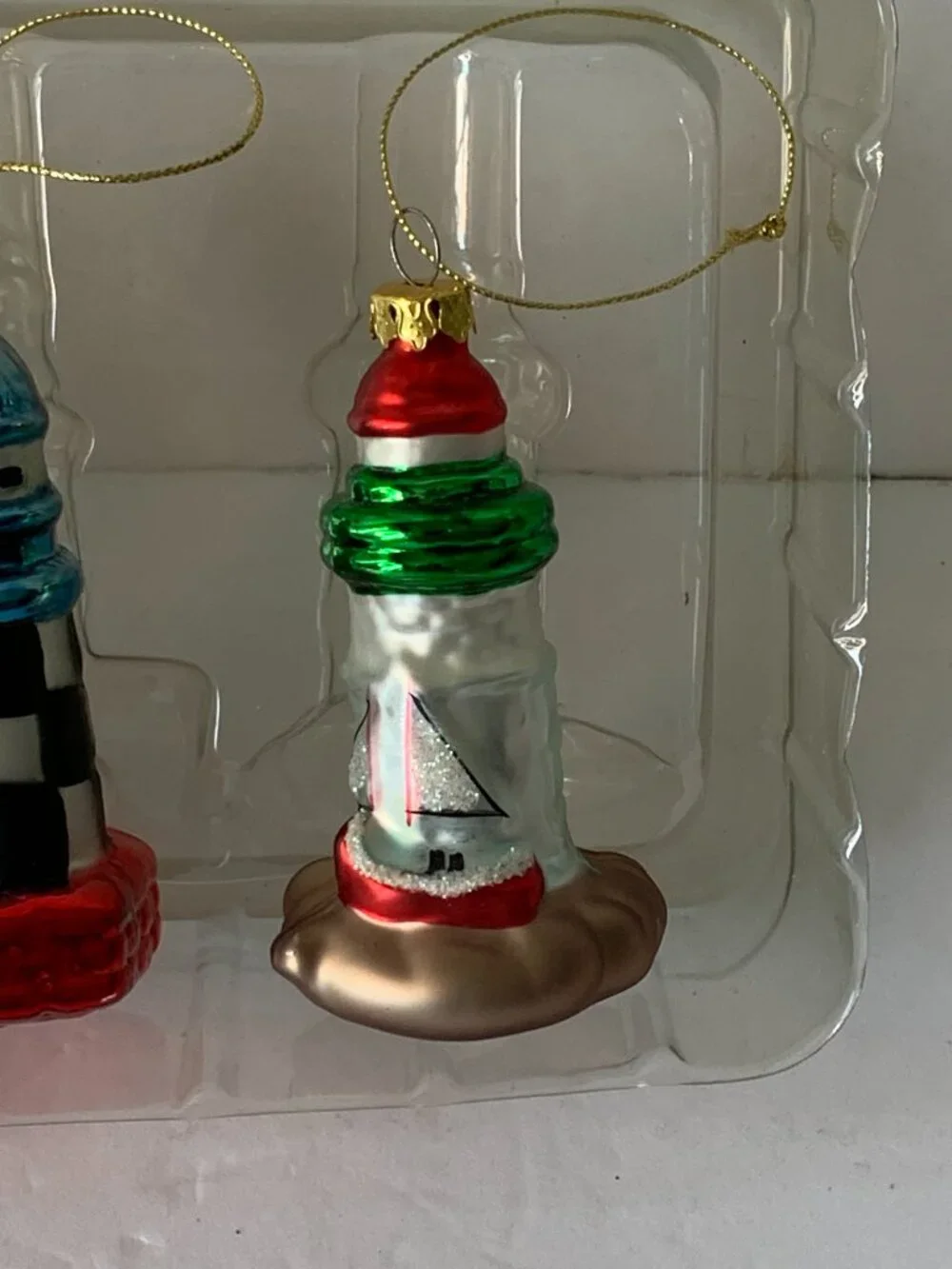 VINTAGE KURT ADLER MERCURY HAND PAINTED GLASS BLOWN LIGHTHOUSES SET OF 4